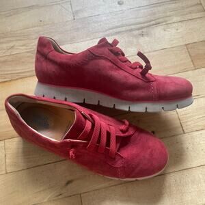 Samuel Hubbard Women's‎ Sz 7M "SamSport Runner" Walking Shoe Red Suede 1984